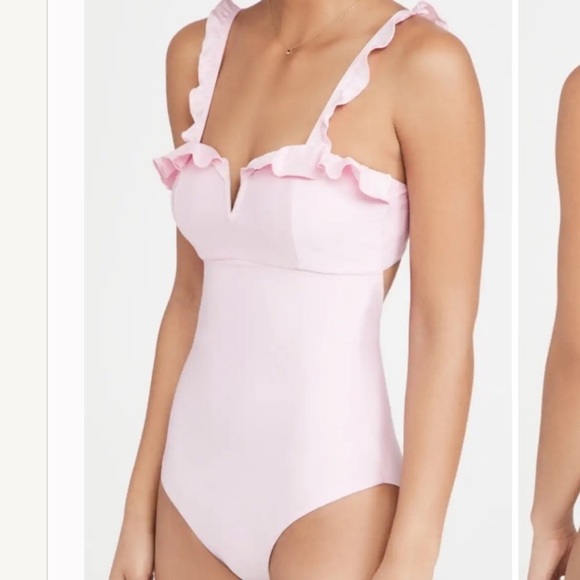 NWT Solido Swimwear Ruffle One Piece Swimsuit in Light Pink Sz L - Picture 1 of 10